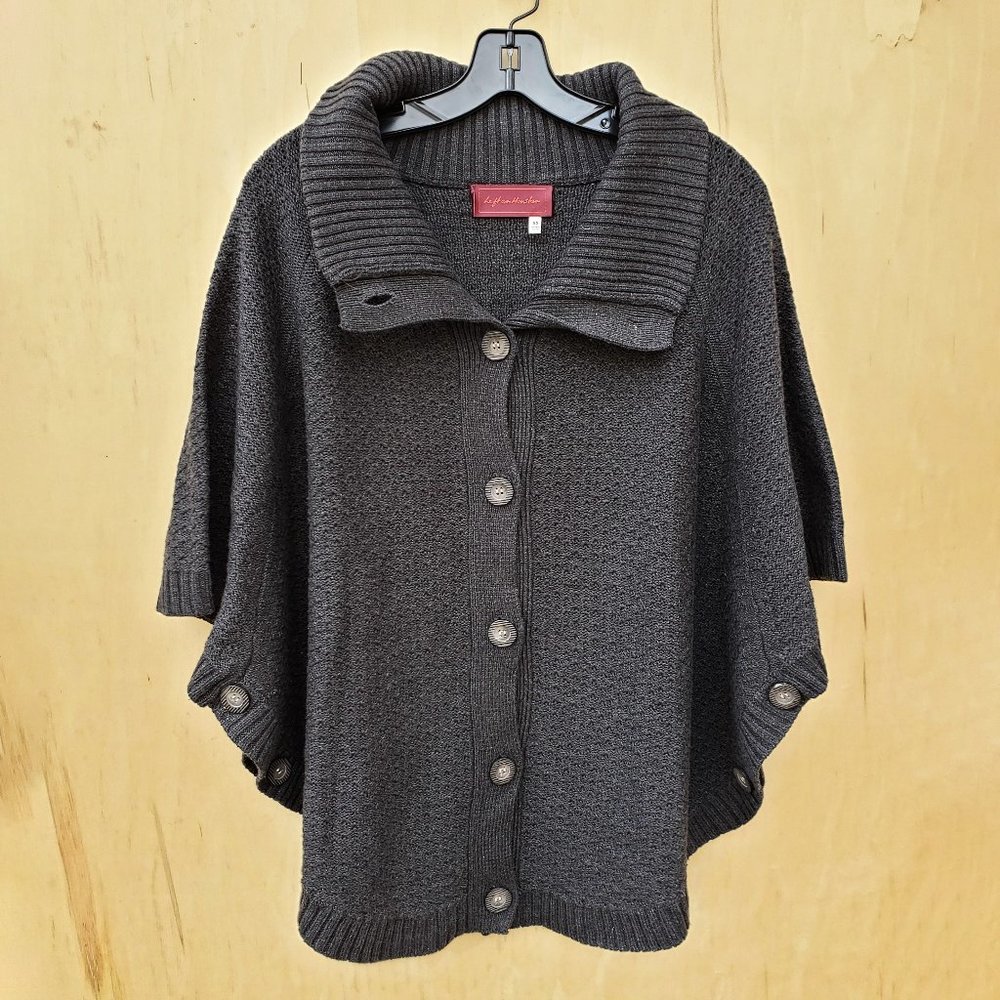 Left On Houston Button Up Knit Poncho - XS
